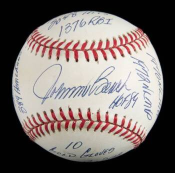 JOHNNY BENCH SIGNED AND MULTI-INSCRIBED LIMITED EDITION STAT BALL BASEBALL