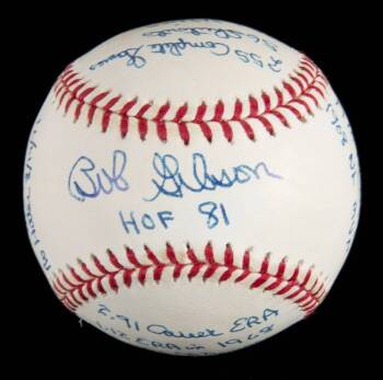 BOB GIBSON SIGNED AND MULTI-INSCRIBED LIMITED EDITION STAT BALL BASEBALL