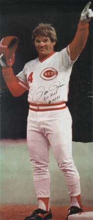 PETE ROSE SIGNED AND INSCRIBED LARGE CANVAS