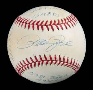 PETE ROSE SIGNED AND MULTI-INSCRIBED LIMITED EDITION STAT BALL