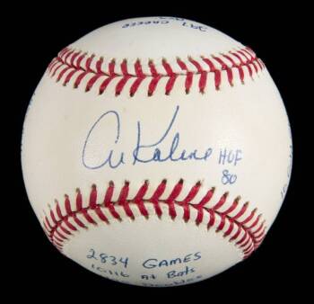 AL KALINE SIGNED AND MULTI-INSCRIBED LIMITED EDITION STAT BALL BASEBALL