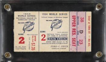 1954 WORLD SERIES GAME 2 TICKET STUB