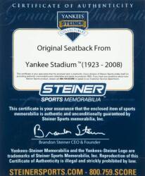 ORIGINAL SEAT BACK FROM YANKEE STADIUM SEAT NUMBER 23 - 4