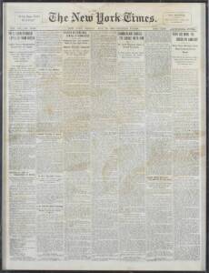 FRONT PAGE OF THE NEW YORK TIMES FROM THE DAY OF HOPE'S BIRTH