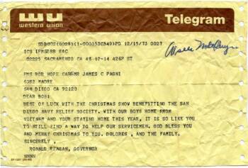 RONALD REAGAN TELEGRAM, 1973