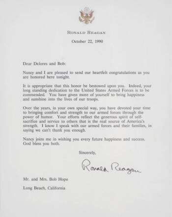 RONALD REAGAN LETTER, 1990