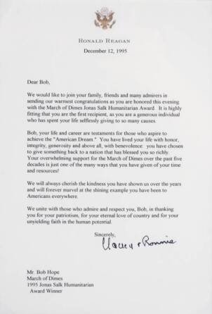 RONALD REAGAN LETTER, 1995