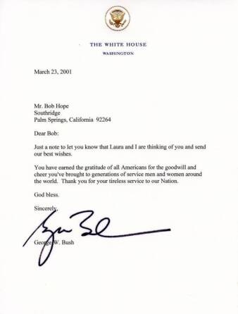 GEORGE W. BUSH LETTER, 2001