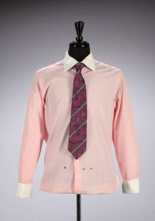 PINK STRIPED DRESS SHIRT AND TIE