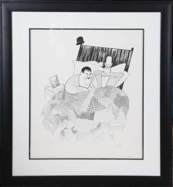 JONATHAN WINTERS LAUREL & HARDY AL HIRSCHFELD PRINT