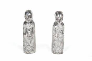 GRETA GARBO ASIAN MONKS STERLING SALT AND PEPPER SHAKERS