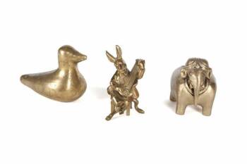 GRETA GARBO THREE SMALL BRASS FIGURINES