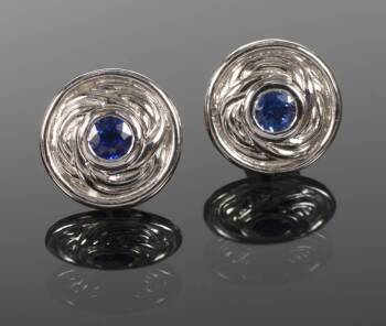 GRETA GARBO PAIR OF SAPPHIRE EARRINGS, DESIGNED IN 18K WHITE GOLD, SIGNED GRETA GARBO #1001