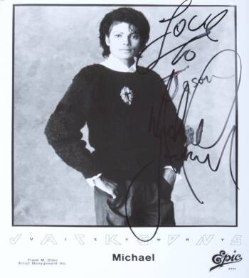 MICHAEL JACKSON SIGNED AND INSCRIBED PHOTOGRAPH