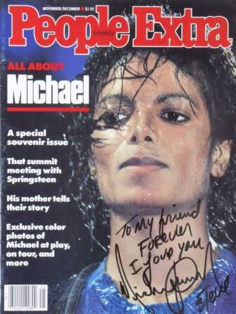 MICHAEL JACKSON SIGNED AND INSCRIBED MAGAZINE