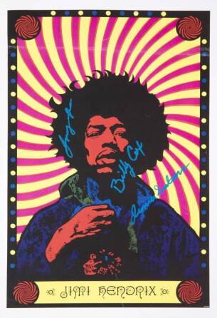 JIMI HENDRIX BAND MEMBERS SIGNED POSTER