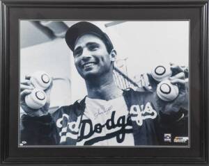SANDY KOUFAX SIGNED PERFECT GAME AND FOURTH NO-HITTER LARGE PHOTOGRAPH