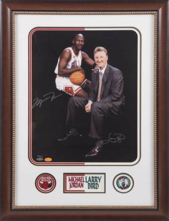 MICHAEL JORDAN AND LARRY BIRD SIGNED LIMITED EDITION PHOTOGRAPH