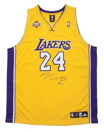 KOBE BRYANT SIGNED AND INSCRIBED LIMITED EDITION 2007-08 NBA MVP LOS ANGELES LAKERS COMMEMORATIVE JERSEY