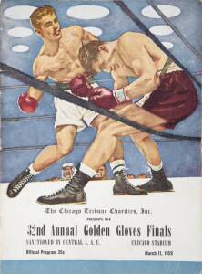 CASSIUS CLAY 1959 NATIONAL GOLDEN GLOVES PROGRAM AND OFFICIALS BADGE