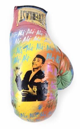 STEVE KAUFMAN PAINTED MUHAMMAD ALI BOXING GLOVE  