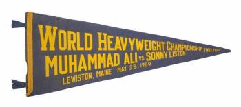 MUHAMMAD ALI VS. SONNY LISTON II 1965 ORIGINAL "I WAS THERE" ON-SITE FIGHT PENNANT