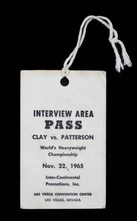 MUHAMMAD ALI VS. FLOYD PATTERSON I 1965 ORIGINAL FIGHT PRESS PASS