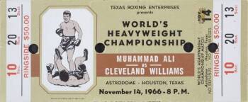 MUHAMMAD ALI VS. CLEVELAND WILLIAMS 1966 ORIGINAL FIGHT TICKET