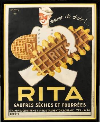 EARLY 20TH CENTURY POSTER FOR RITA WAFFLE COOKIES