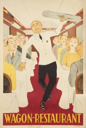 MID 20TH CENTURY POSTER FOR WAGON-RESTAURANT