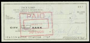 JACK LORD SIGNED CHECK