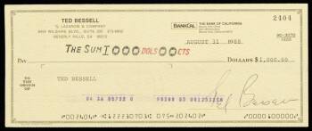 TED BESSELL SIGNED CHECK