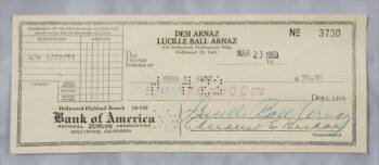 LUCILLE BALL AND DESI ARNAZ SIGNED CHECKS