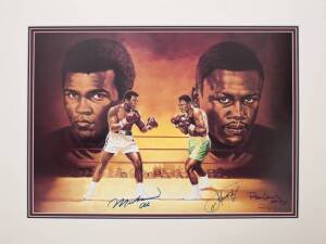 MUHAMMAD ALI AND JOE FRAZIER SIGNED RON LEWIS LITHOGRAPH
