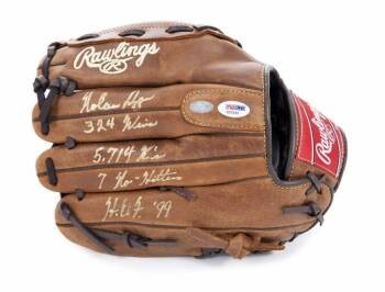 NOLAN RYAN SIGNED AND INSCRIBED BASEBALL GLOVE