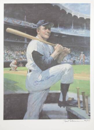 MICKEY MANTLE SIGNED BURT SILVERMAN LITHOGRAPH