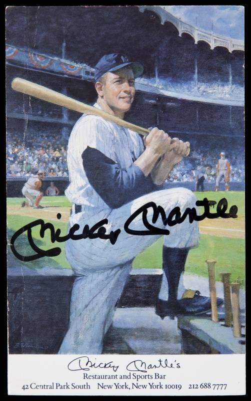 MICKEY MANTLE SIGNED POSTCARD
