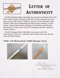 PAT McCORMICK 2004 SUMMER OLYMPICS OPENING CEREMONY USED TORCH - 6