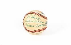 BURT REYNOLDS MICKEY MANTLE SIGNED AND INSCRIBED BASEBALL