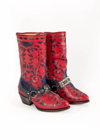 BURT REYNOLDS BLUE AND RED COWBOY BOOTS