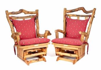 BURT REYNOLDS PAIR OF LOG GLIDER CHAIRS