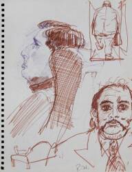 RONNIE WOOD THREE VIEWS OF A MAN SKETCH