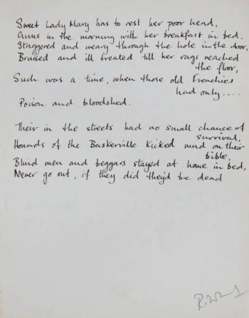 RONNIE WOOD HANDWRITTEN "SWEET LADY MARY" LYRICS