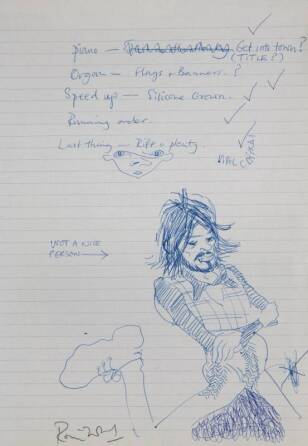 RONNIE WOOD SKETCH WITH NOTES