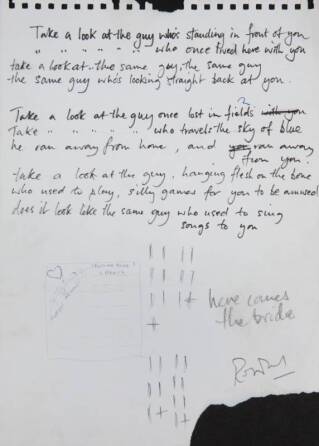 RONNIE WOOD HANDWRITTEN "TAKE A LOOK AT THE GUY" LYRICS