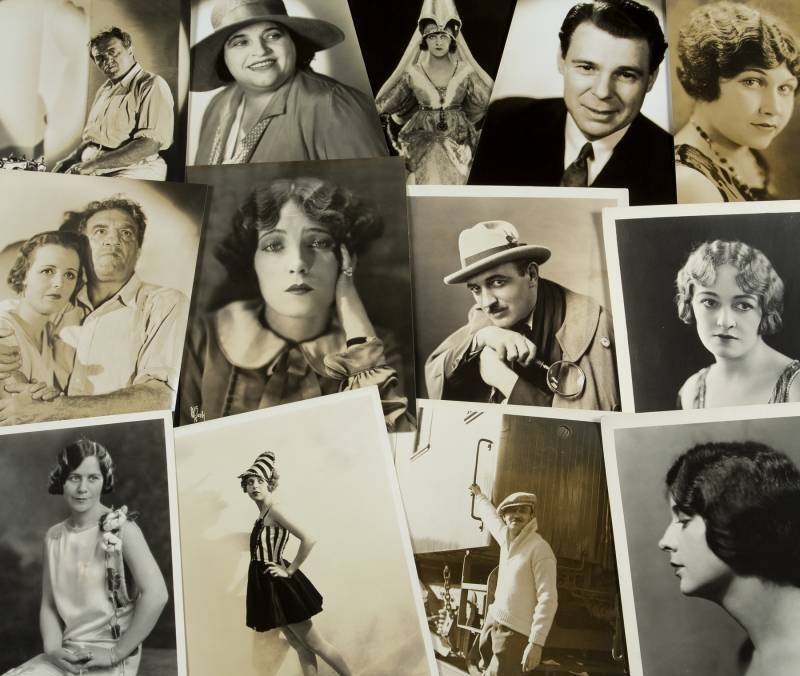 GROUP OF VINTAGE FILM STILLS AND ACTOR CLOSEUPS