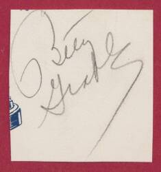 BETTY GRABLE SIGNED CUT SHEET - 2