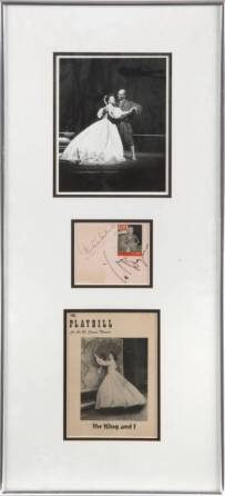 GERTRUDE LAWRENCE AND YUL BRYNNER SIGNED CUT SHEET