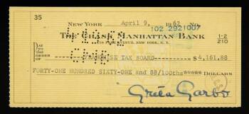 GRETA GARBO SIGNED CHECK