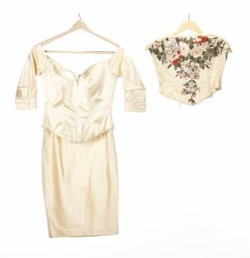 LONI ADERSON CREAM SATIN EVENING PIECES